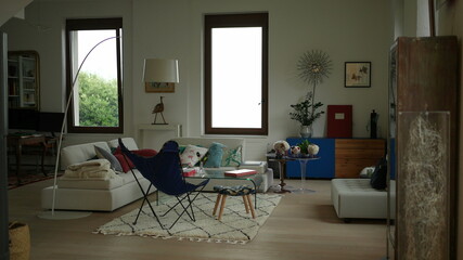 Fototapeta na wymiar Modern interior design of living room with sofa