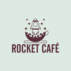 rocket cafe logo vector illustration