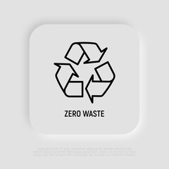 Zero waste, recycling sign. Thin line icon. Modern vector illustration.