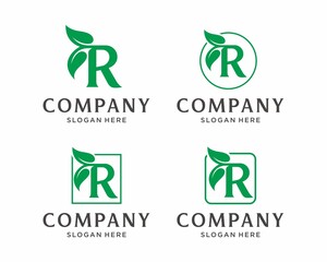 Letter R with leaf logo design