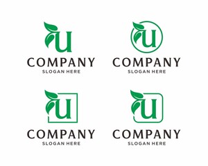 Letter U with leaf logo design