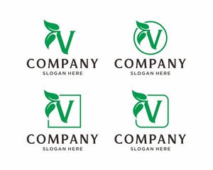 Letter V with leaf logo design