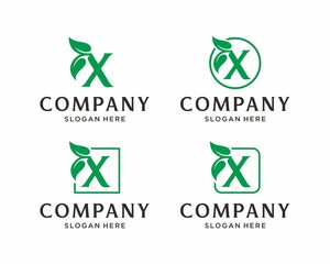 Letter X with leaf logo design