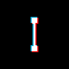 letter I of the alphabet on a black background. three dimension effect fonts. Blue red sign.