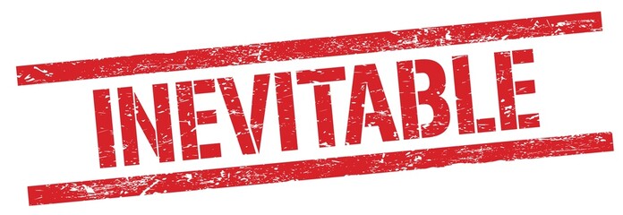 INEVITABLE text on red grungy rectangle stamp.