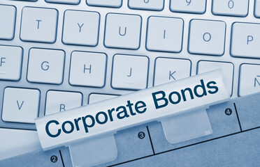 Corporate bonds - Inscription on Blue Keyboard Key.