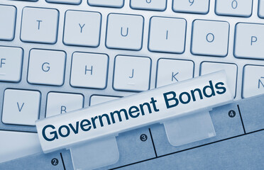 Government Bonds - Inscription on Blue Keyboard Key.