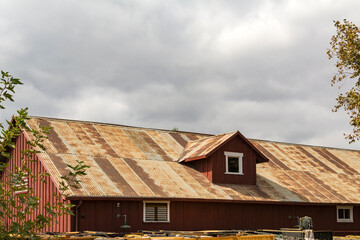 Warehouse with corrugated iron roof sheets, Temecula city, California