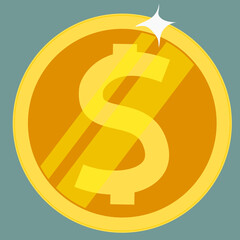 Golden coin separate dollar coin