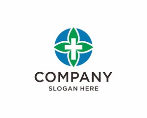 Nature wild vines plant flower with christian cross church logo design