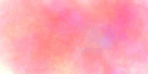 Multicolor light red, pink and yellow shades watercolor background. Aquarelle paint paper textured stain canvas element for text design, greeting card, template. Fantasy hand drawn illustration.