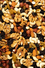 A set of dried fruits for proper healthy nutrition close-up top view
