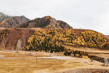 Mountain landscapes with beautiful views of rocks and peaks in Altai