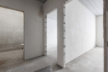 interior of the apartment without decoration in gray colors
