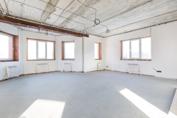 interior of the apartment without decoration in gray colors