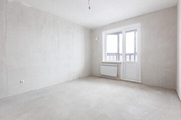 interior of the apartment without decoration in gray colors