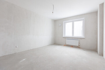 interior of the apartment without decoration in gray colors