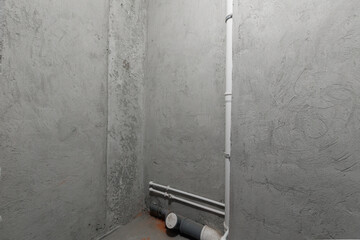 interior of the apartment without decoration in gray colors