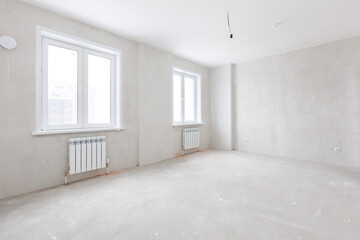 interior of the apartment without decoration in gray colors