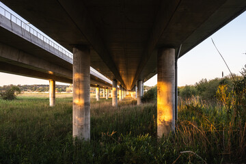 Sunset under the bridge