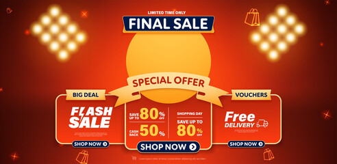 Flash sale banner template design for web or social media.