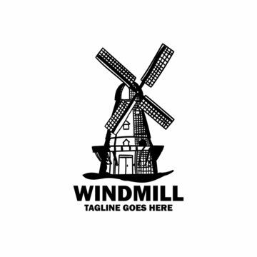 windmill turbin design logo energy alternative vector