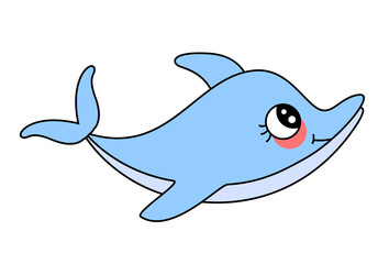 Dolphin. Cute sea, ocean animal vector illustration