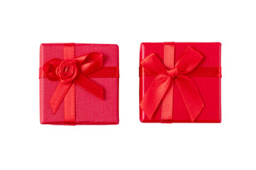 Beautiful gift box with ribbon bow isolated on white background.