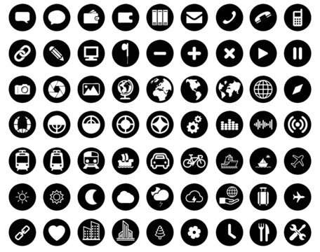 Set of icons web business, travel and adventure, transportation and weather, money and technology