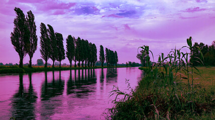 sunset over the lake