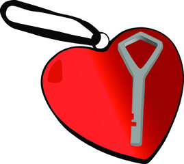 Heart-shaped keychain with a key