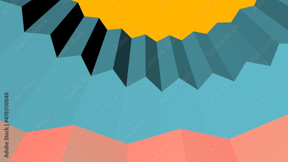 Poster an abstract pattern of primitive shapes. minimalism. rendering an image.