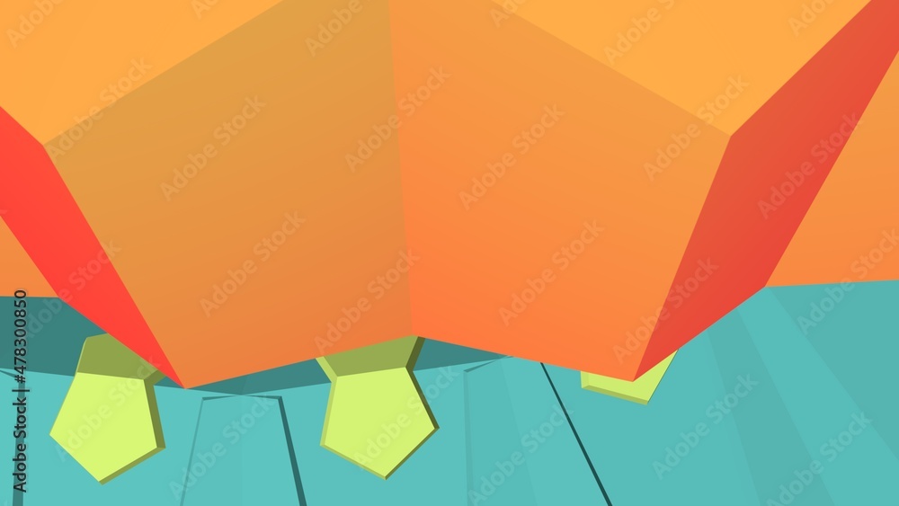 Poster an abstract pattern of primitive shapes. minimalism. rendering an image.
