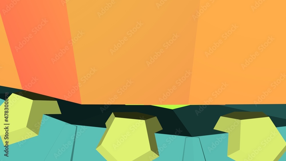 Poster an abstract pattern of primitive shapes. minimalism. rendering an image.