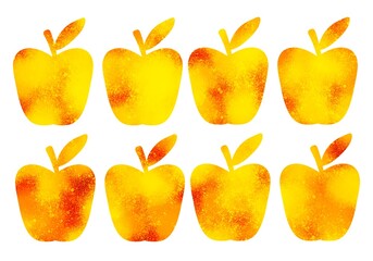 Set with coloured apples for fabrics and textiles and stickers and posters and cards and magazines and kids