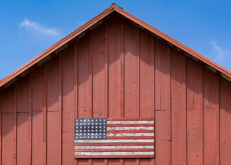 Wooden American  flag on wood wall