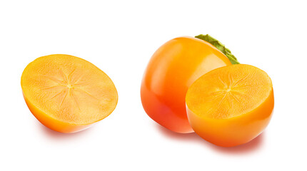 persimmon fruit isolated on white .