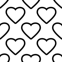 Romantic background. The heart is drawn with a black outline on a white background. Poster for coloring. 