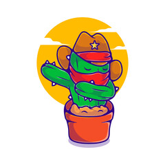 cute cactus cowboy illustration