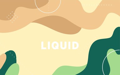 modern abstract liquid color background with green and cream wave shape design.