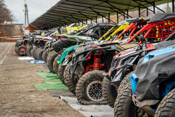 Cool view on ATVs UTV parking after competition