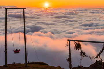 Swing in the Sunset, Huser Plateau Camlihemsin, Rize Turkey