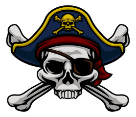 Pirate Hat Skull and Crossbones Cartoon