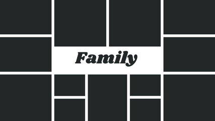Photo collage Template for wall gallery. Black empty photo with white border. Vector Mood Board & Branding Presentation. EPS 10.