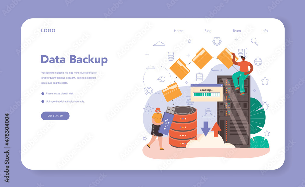Poster data base administrator web banner or landing page. manager