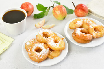 Apple rings on white plate