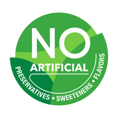 No Preservatives, Flavors, Sweeteners single badge