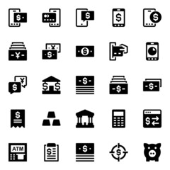 Glyph icons for finance and payments.