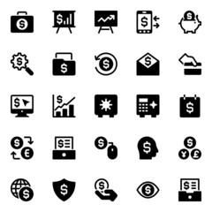 Glyph icons for finance and payments.