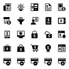 Glyph icons for finance and payments.